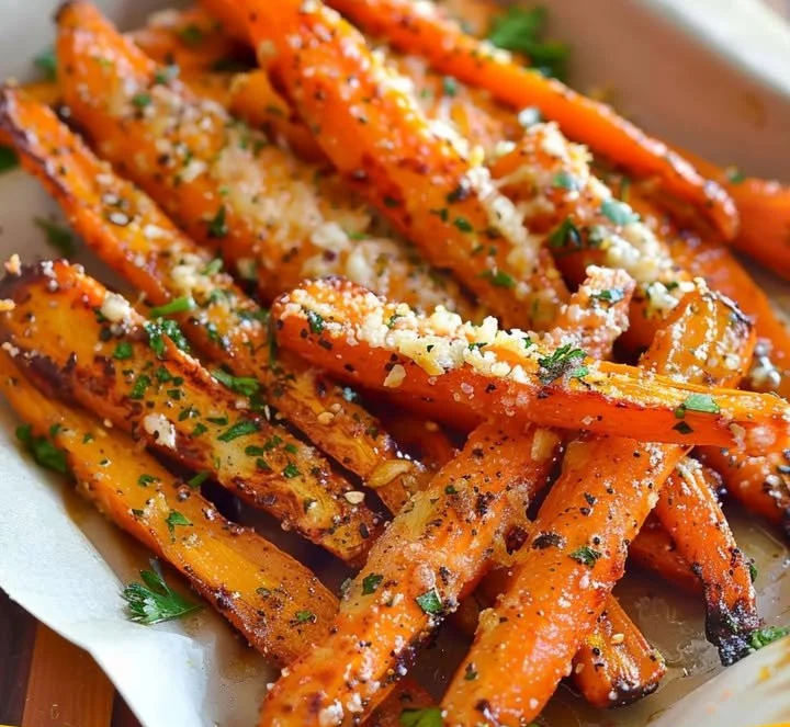 Geröstete Karotten mit Knoblauch und Parmesan