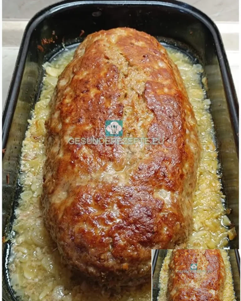 Leckere Hackbraten-Variation auf einem Teller mit Beilagen