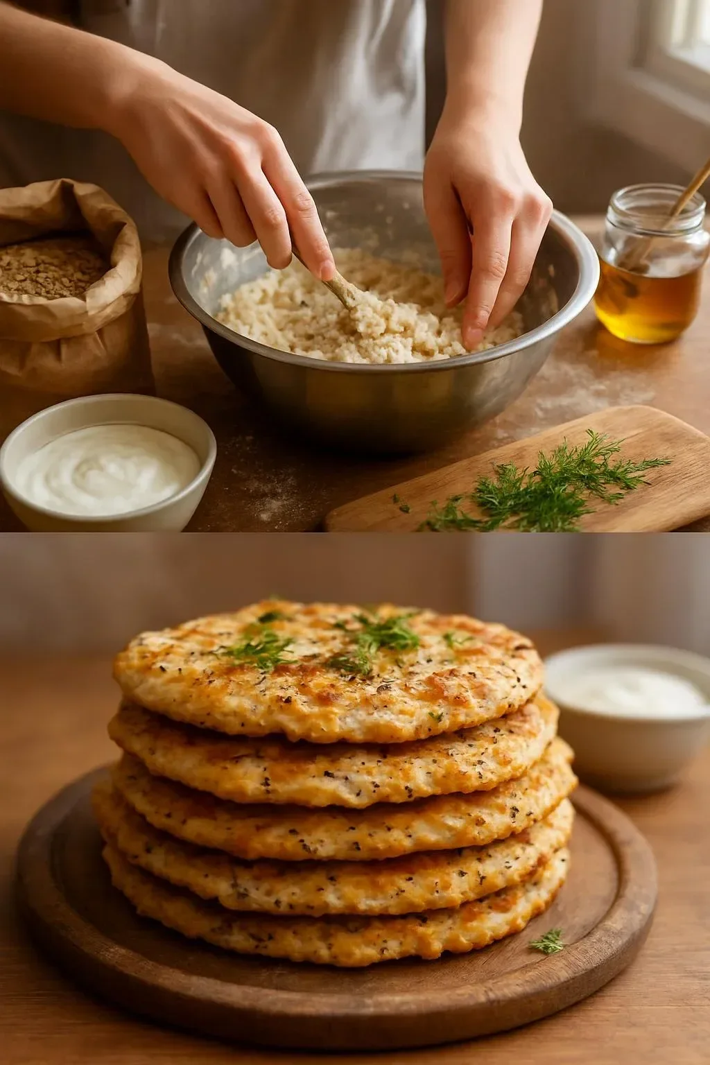 Leckere Haferflocken-Joghurt-Fladen auf einem Teller serviert