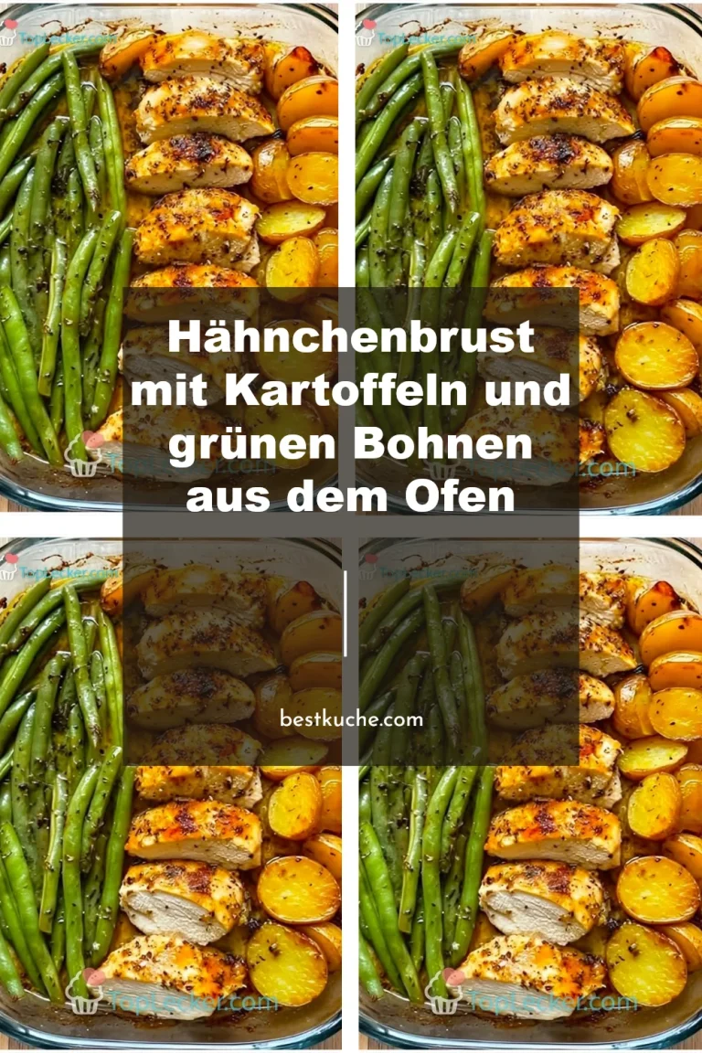 Hähnchenbrust mit Kartoffeln und grünen Bohnen frisch aus dem Ofen