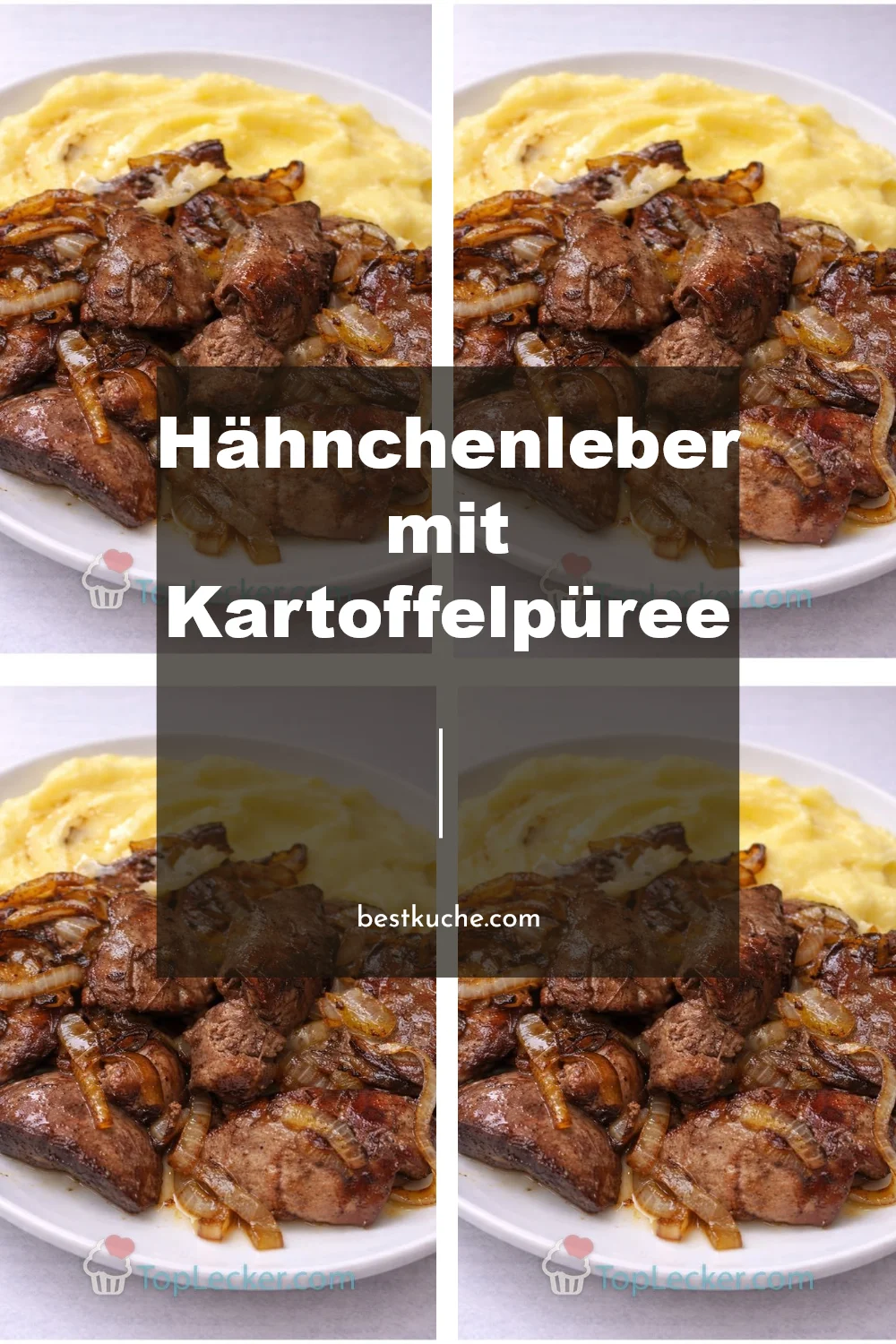 Hähnchenleber auf einem Bett aus Kartoffelpüree angerichtet