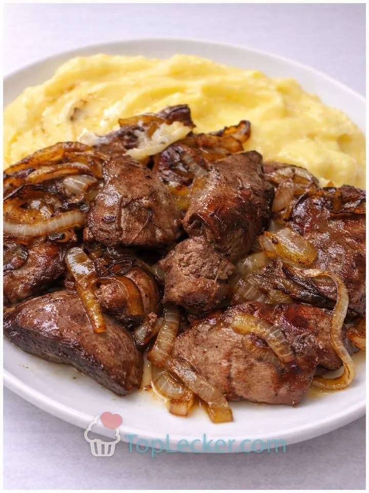 Hähnchenleber mit Kartoffelpüree