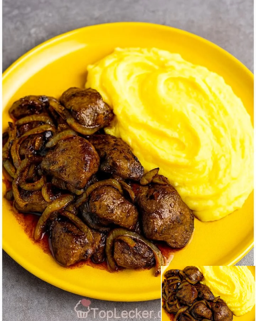 Hähnchenleber mit Kartoffelpüree