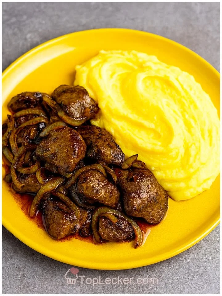 Hähnchenleber mit Kartoffelpüree