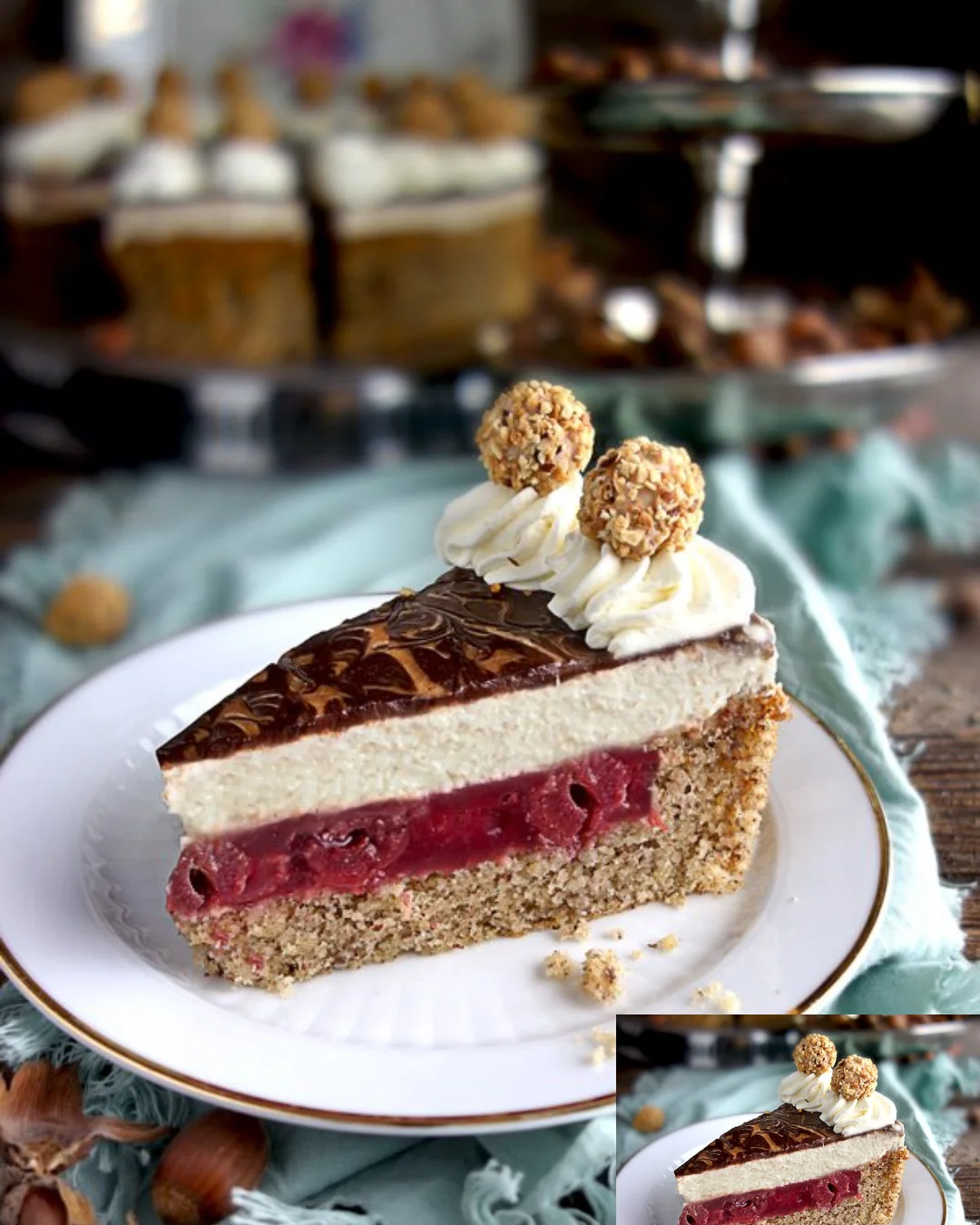 Haselnuss-Kirsch-Torte mit Schokolade