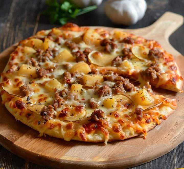 Kartoffelpizza mit Hackfleisch (ohne Hefeteig)