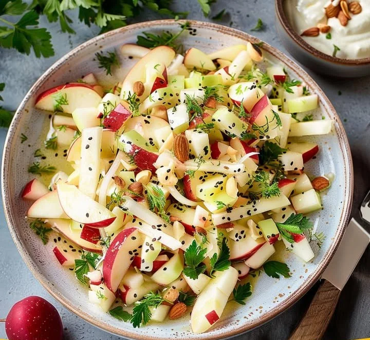 Kohlrabi-Apfel-Salat mit Joghurtdressing