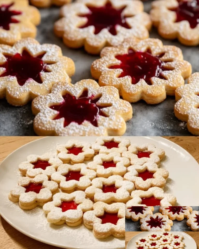 Linzer Plätzchen mit Marmelade und Nüssen auf einem Teller
