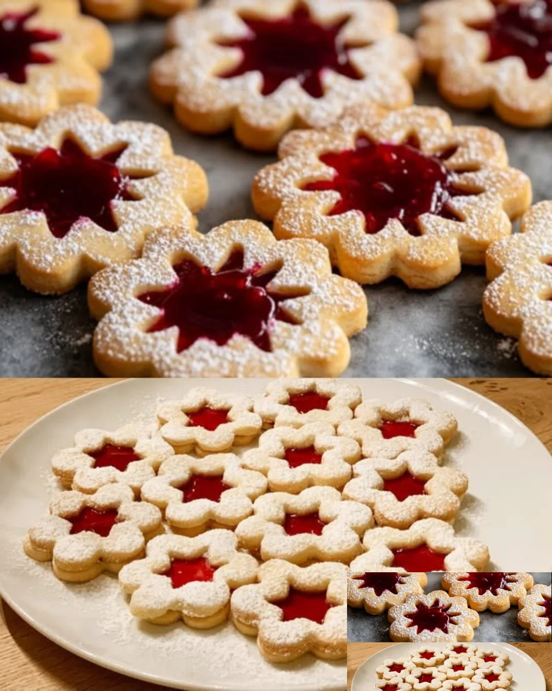 Linzer Plätzchen mit Marmelade und Nüssen auf einem Teller