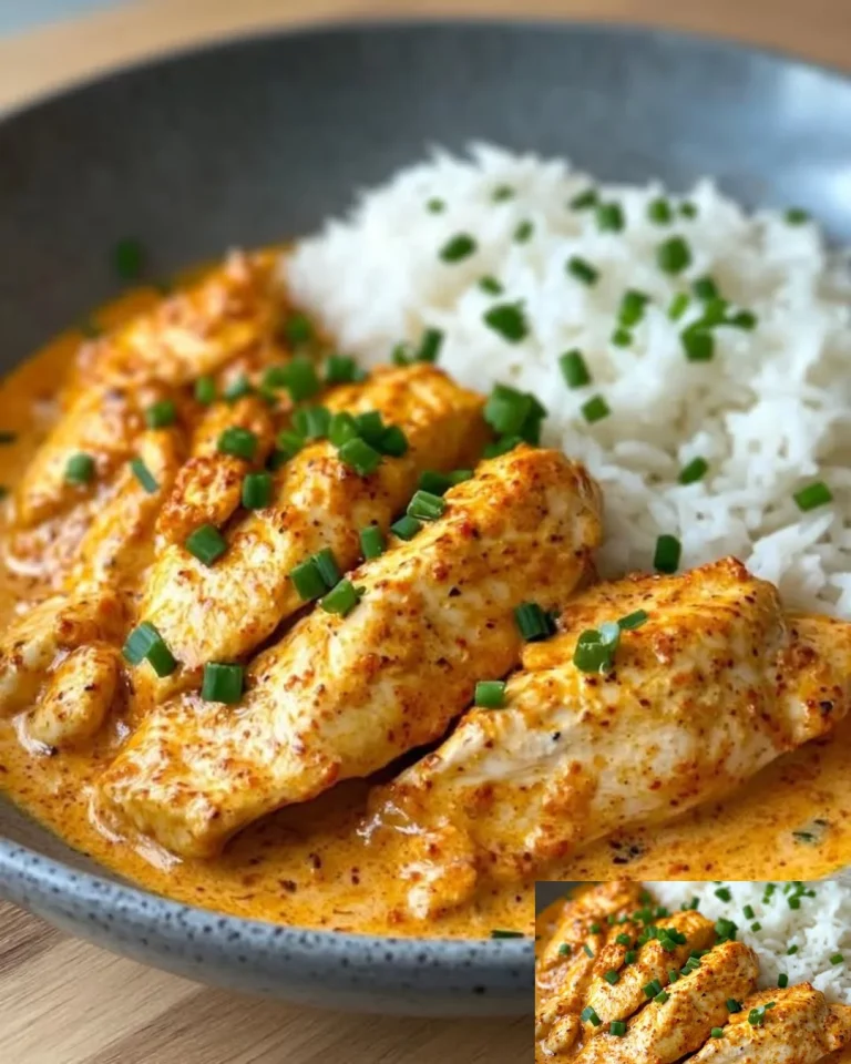 Zartes Paprika-Sahne-Hähnchen mit einer cremigen Sauce und Paprika