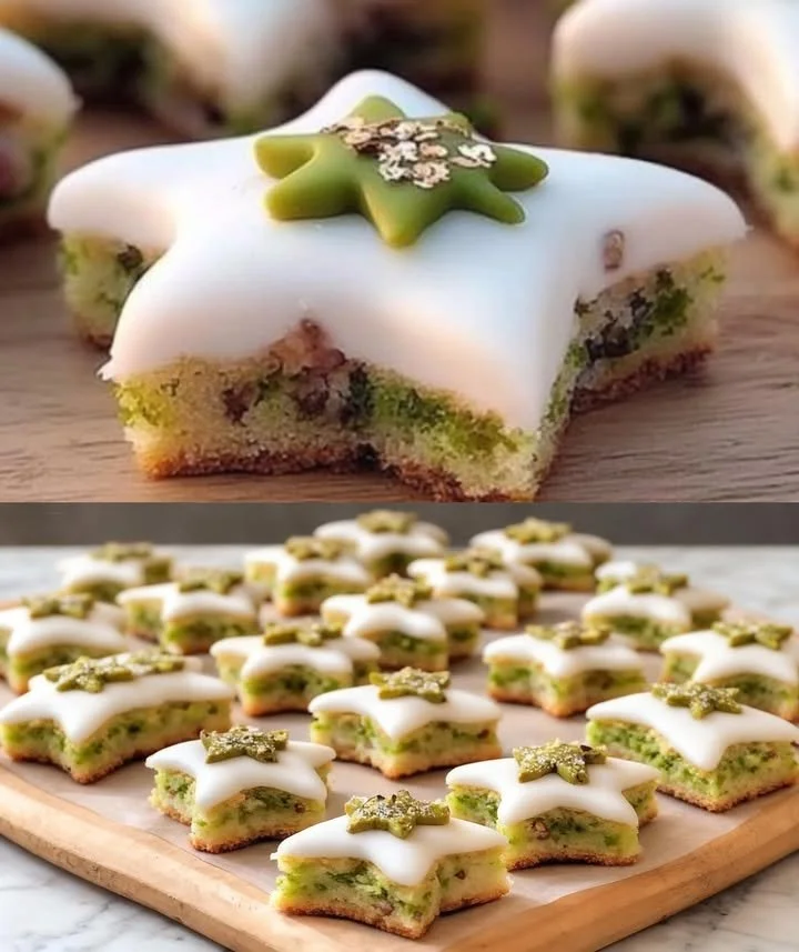 Pistachio Stars with Cinnamon Glaze