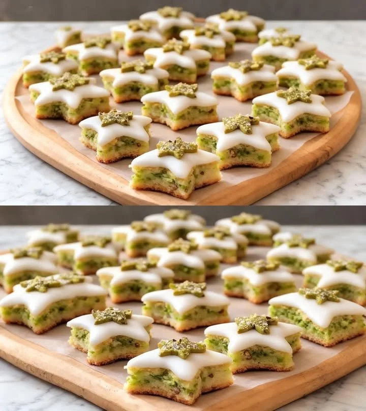 Pistaziensternchen mit Zimtglasur auf einem Teller