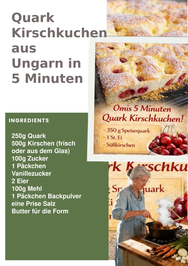 Quark Kirschkuchen aus Ungarn in 5 Minuten zubereitet