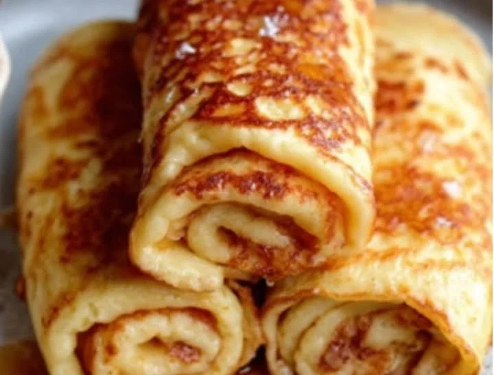 Leckere Quark-Pfannkuchen ohne Mehl auf einem Teller serviert