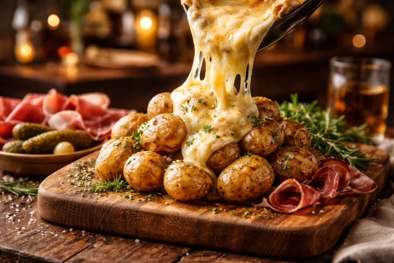 Raclette – Geschmolzener Käse trifft Kartoffeln & Essiggurken