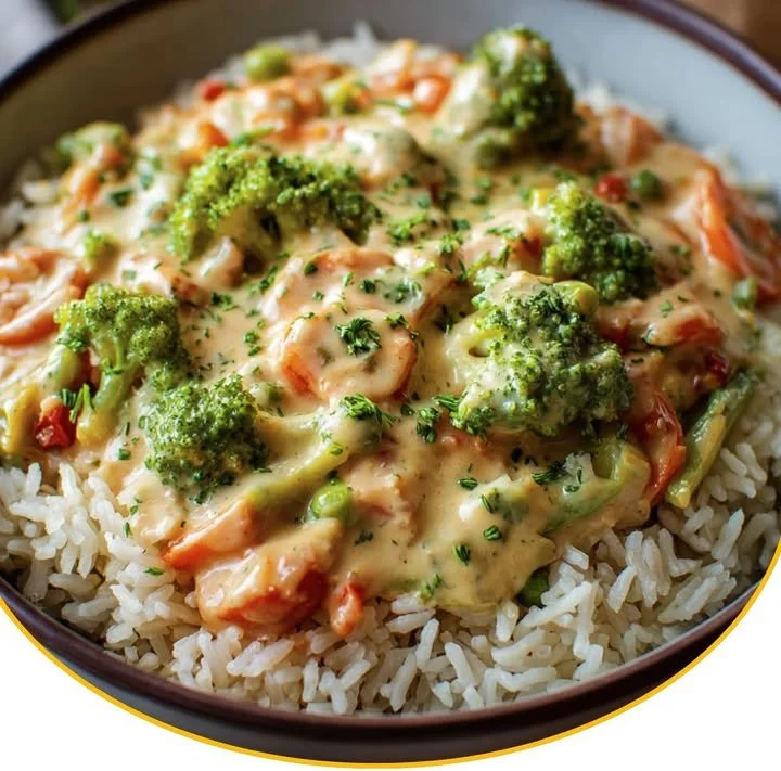 Rice with Vegetable Cream Cheese Sauce