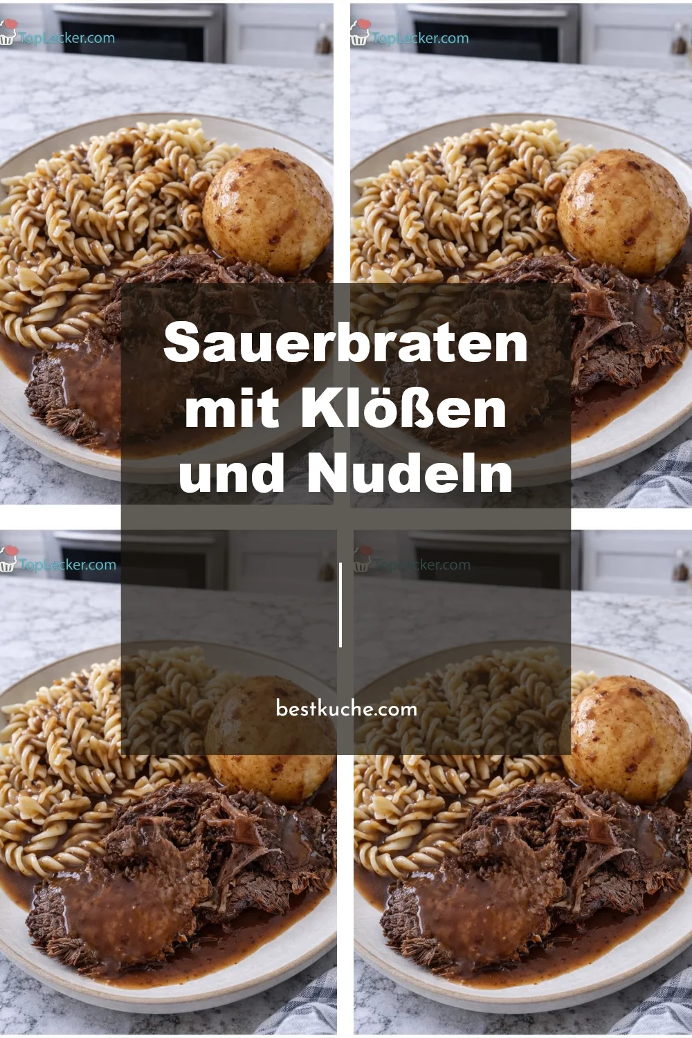 Sauerbraten mit Klößen und Nudeln