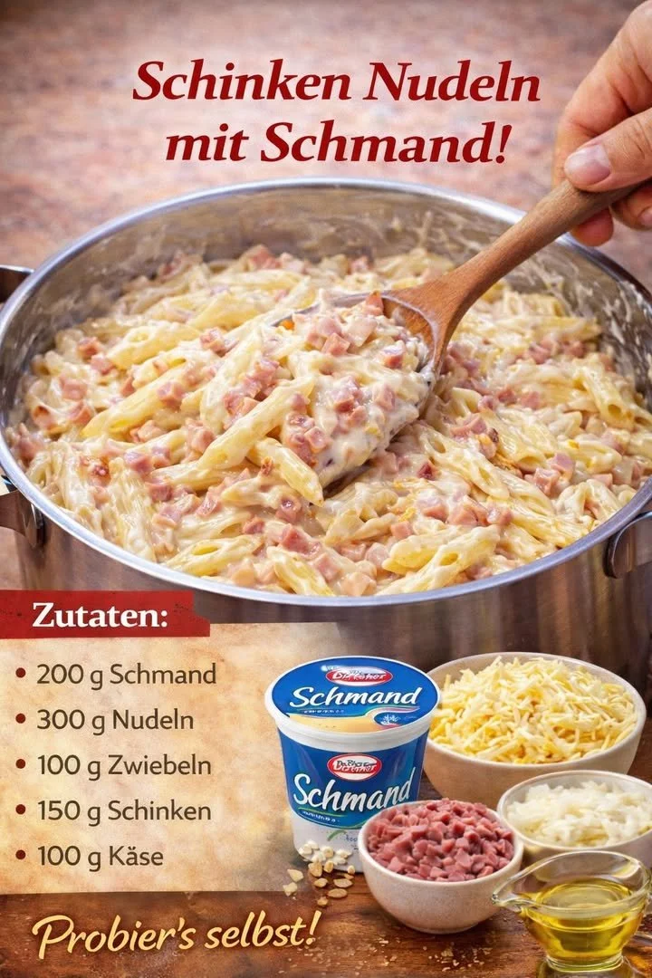 Schinken Nudeln mit Schmand