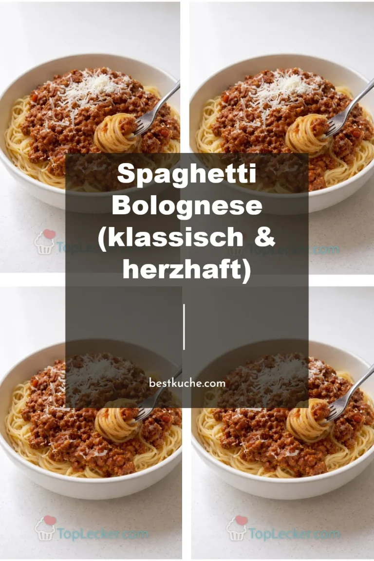 Klassisches Spaghetti Bolognese Gericht auf einem Teller ansprechend angerichtet.