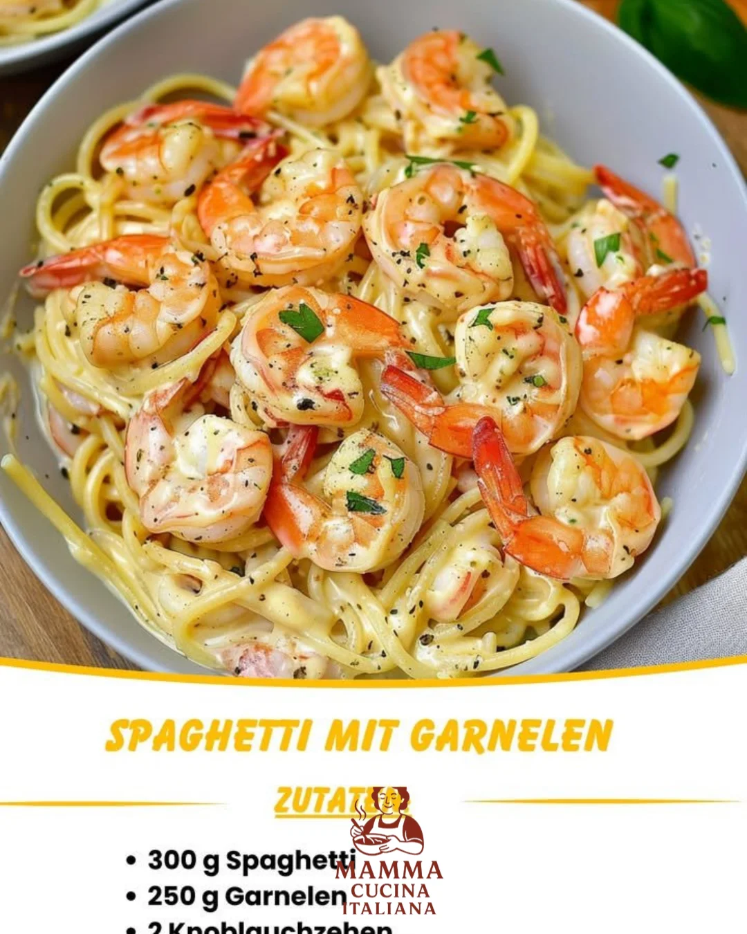 Spaghetti mit Garnelen in cremiger Frischkäse-Sauce