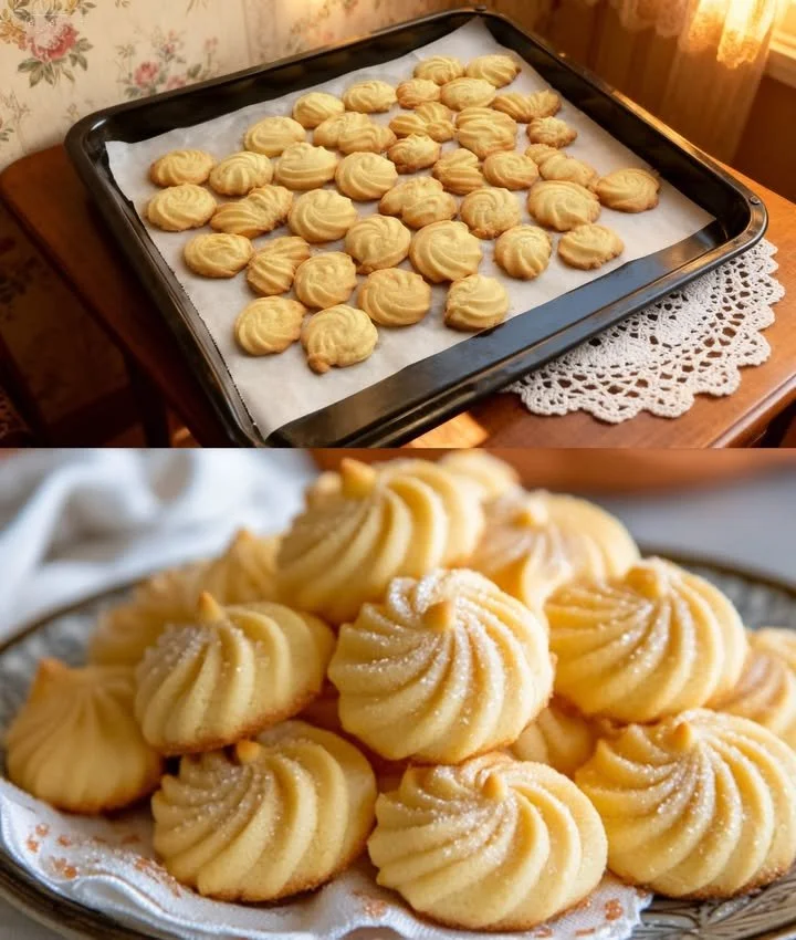 Schmackhaftes Spritzgebäck auf einem festlichen Teller