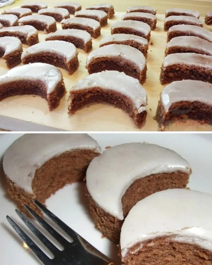 Walnuss-Schoko-Halbmonde auf einem Teller mit Dekoration