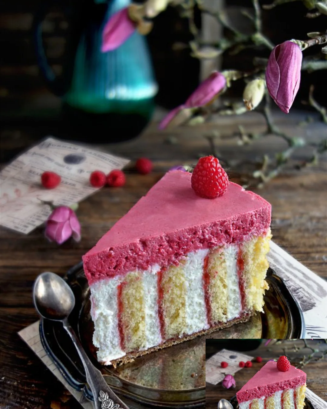 Wickeltorte mit Himbeeren