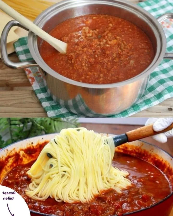 Schüssel mit fantastischer Sauce Bolognese, die am nächsten Tag besser schmeckt