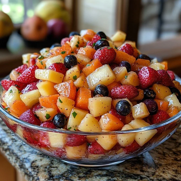 Herbst-inspirierter Obstsalat mit bunten Früchten