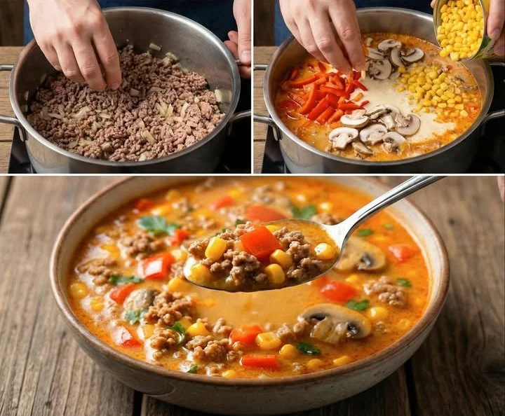 Schüssel mit Hexensuppe, einem kreativen Halloween-Rezept