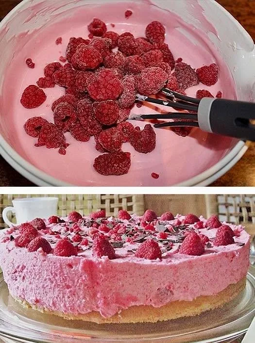 Leckere Himbeertorte, schnell und einfach in 10 Minuten zubereitet.