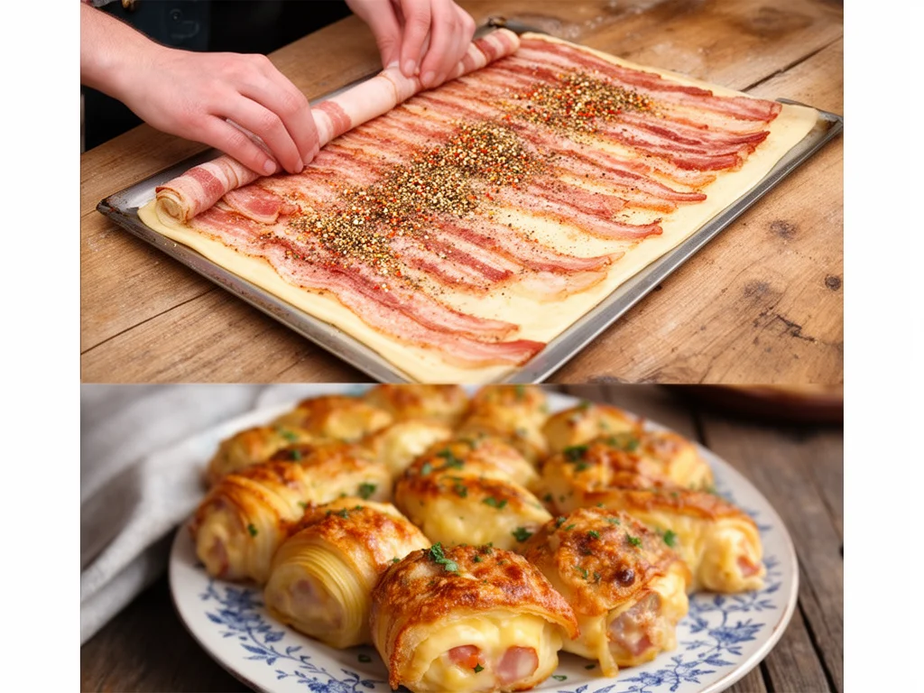 Delizioser Käse-Speck-Schmakofatz auf einem Teller serviert