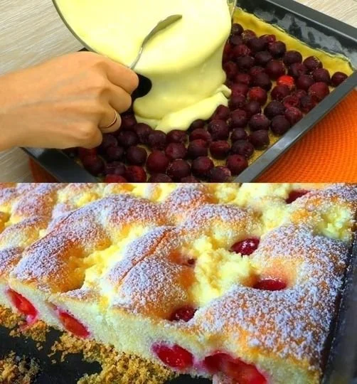 Saftiger Kirschkuchen mit frischen Kirschen auf einem Tortenboden