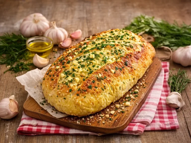 Knoblauchbrot mit frischer Petersilie und geschmolzener Butter