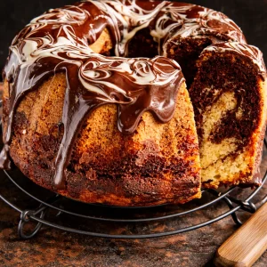 Ontdek een luchtige Duitse Marmorkuchen met heerlijke vanille- en chocoladeswirl.