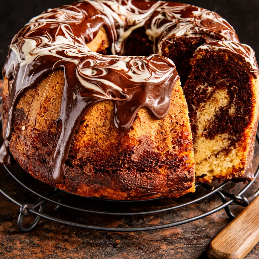 Ontdek een luchtige Duitse Marmorkuchen met heerlijke vanille- en chocoladeswirl.