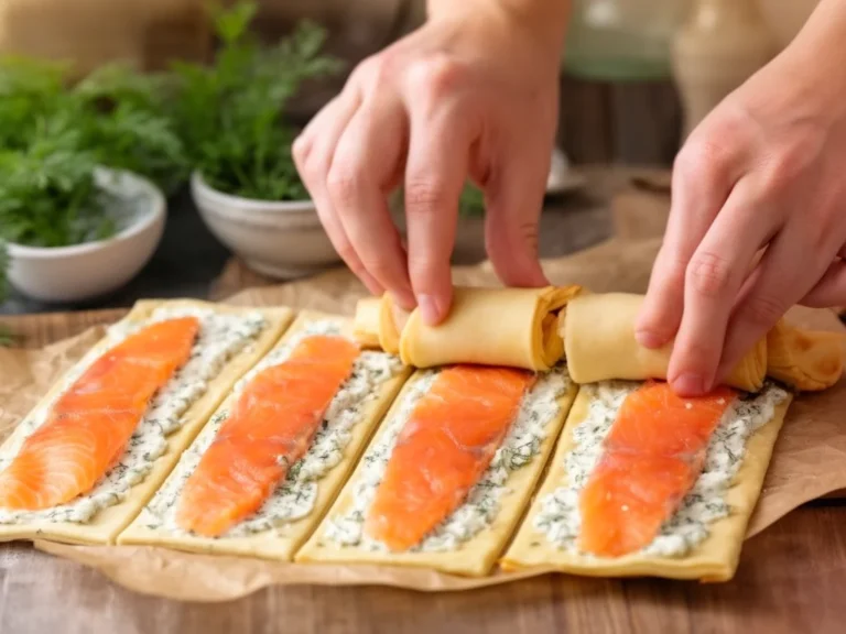 Räucherlachsröllchen deluxe auf einem eleganten Servierplatten