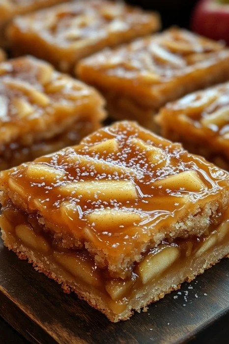 Leckerer Salzkaramell-Apfel-Pie-Riegel mit einem Hauch von Karamell und Äpfeln