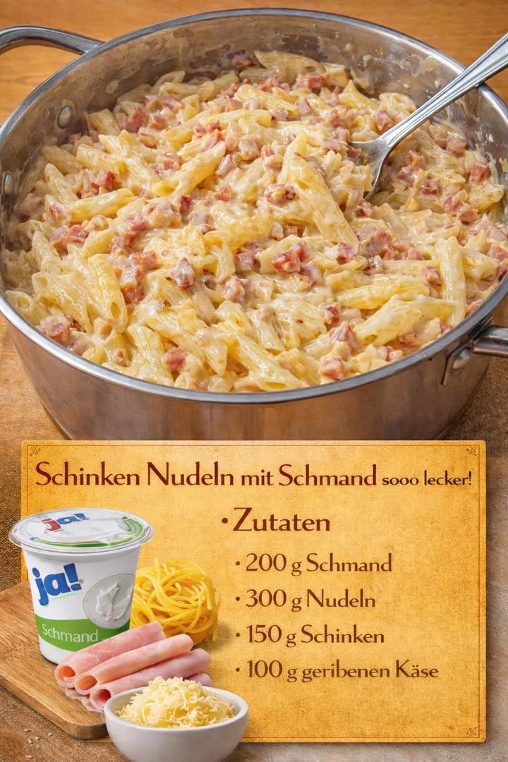 Schinken Nudeln mit Schmand