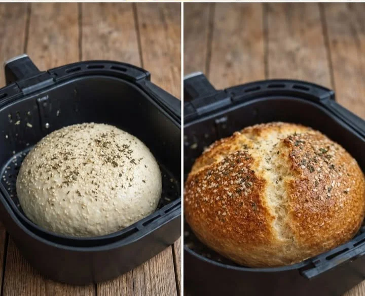 Schnelles und einfaches Airfryer-Brot, frisch aus der Heißluftfritteuse