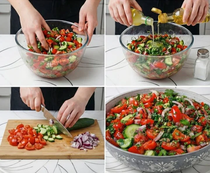 Türkischer Tomatensalat mit frischen Tomaten und Kräutern