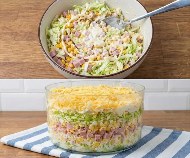 Leckere Übernacht-Salate in einer Schüssel bereit zum Genießen