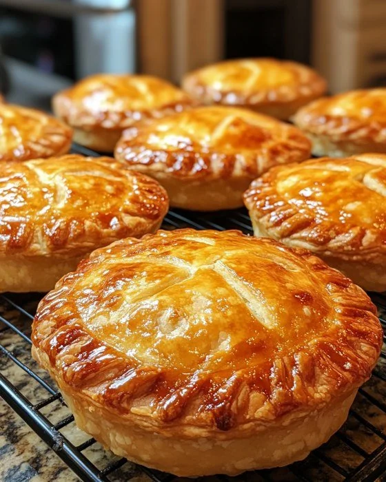 Leckere Mini-Apfeltörtchen mit Apfelfüllung und Zimt auf einem Teller.