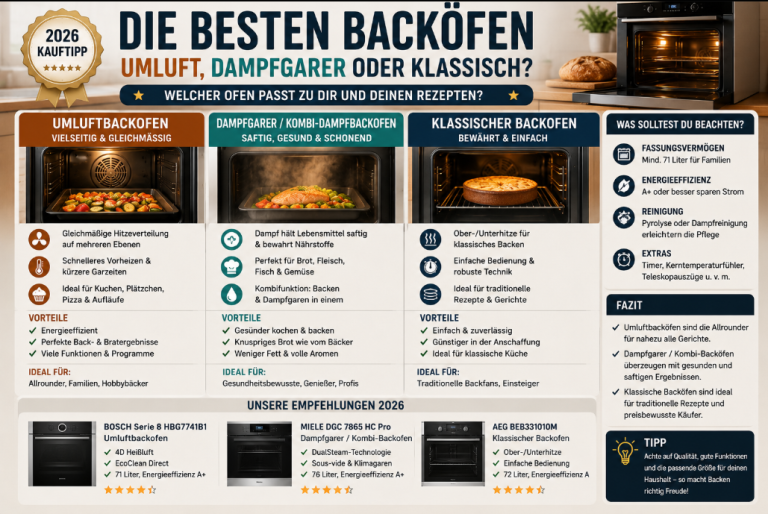 Die besten Backöfen – Umluft, Dampfgarer oder klassisch?