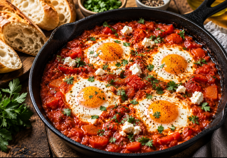 Shakshuka – Eier in würziger Tomatensauce für ein herzhaftes Frühstück