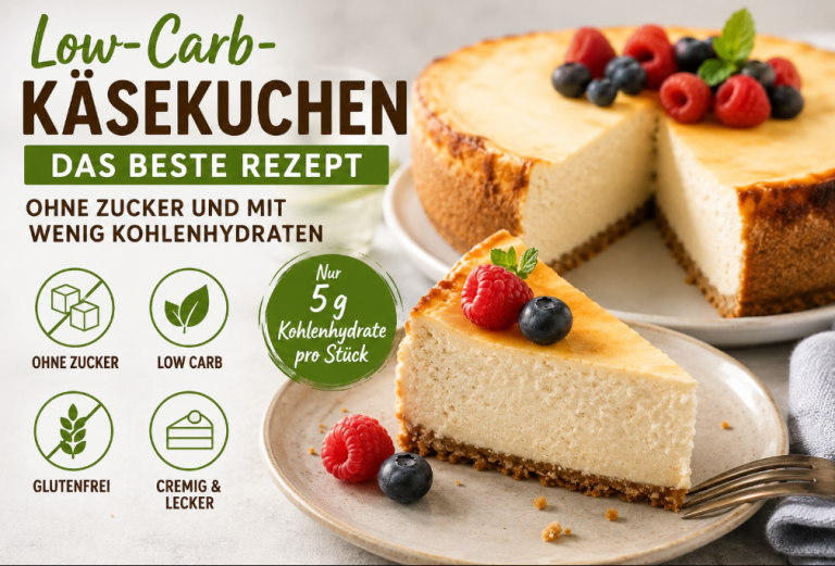 Low-Carb-Käsekuchen – Das beste Rezept ohne Zucker und mit wenig Kohlenhydraten