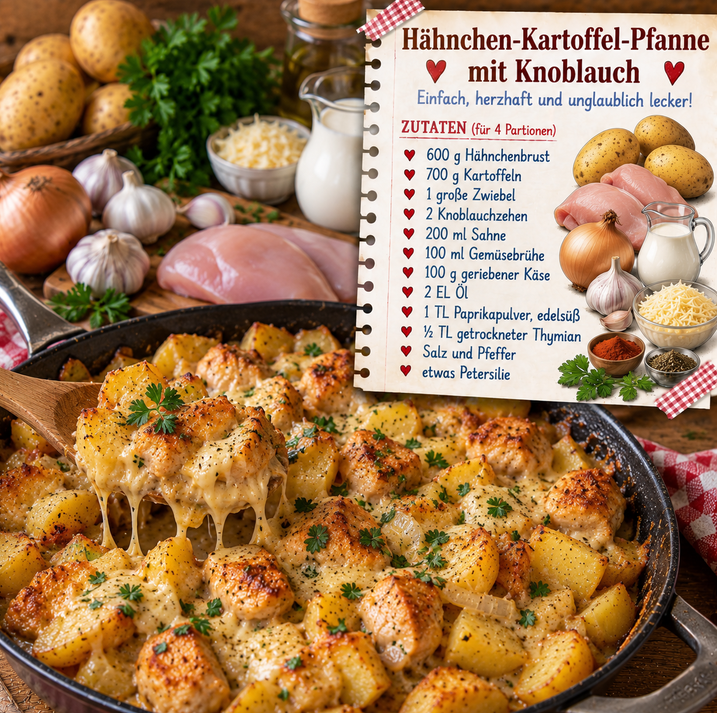 🍗 Hähnchen-Kartoffel-Pfanne mit Knoblauch