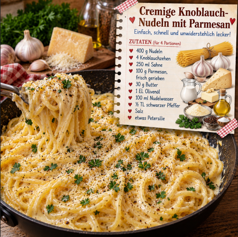 🍝 Cremige Knoblauch-Nudeln mit Parmesan