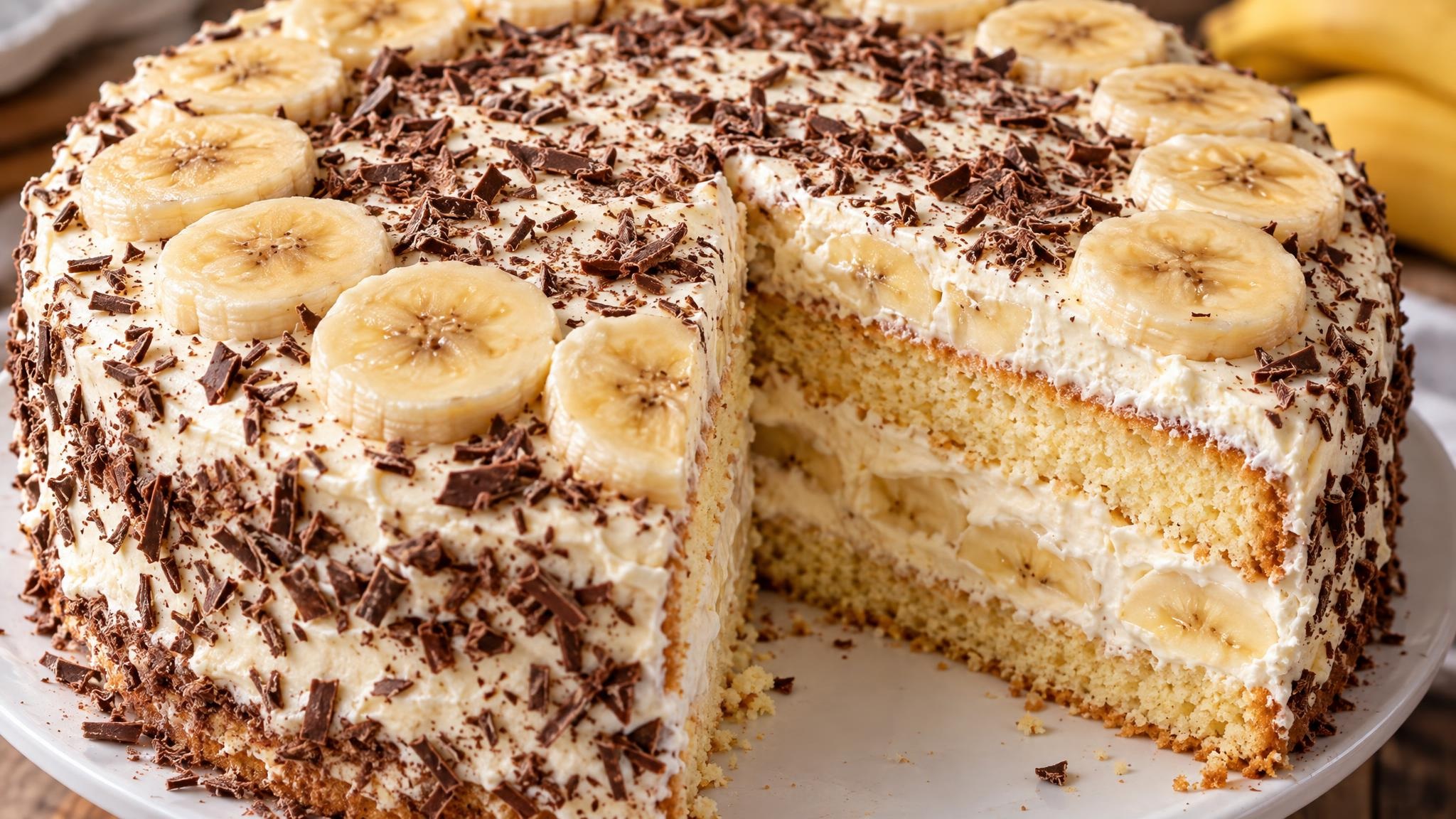 Bananentorte mit luftigem Biskuitboden