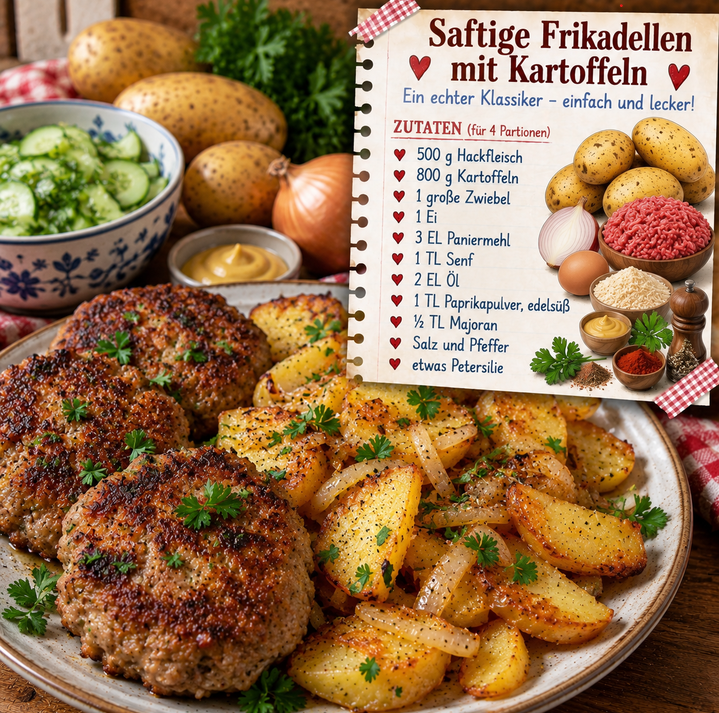 🥩 Saftige Frikadellen mit Kartoffeln